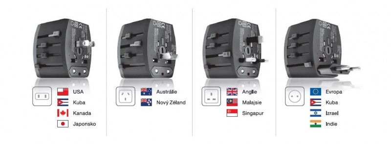 Cestovní nabíječka ALIGATOR USB-C s 3xUSB výst.3.4A, smart IC, černá