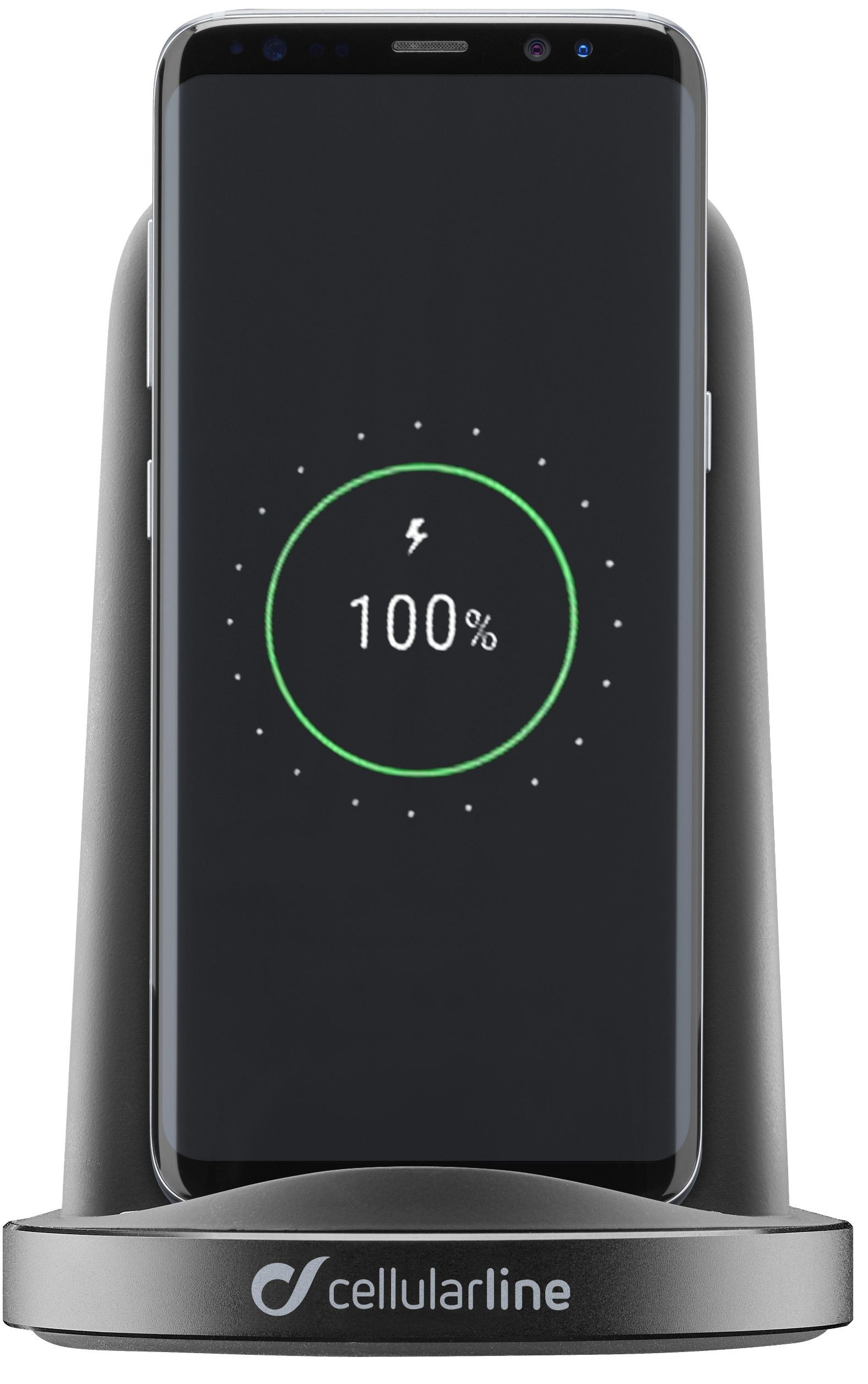 Stojánek pro bezdrátové nabíjení Cellularline Wireless Fast Charger Stand + Fast Charge adaptér 10W černá