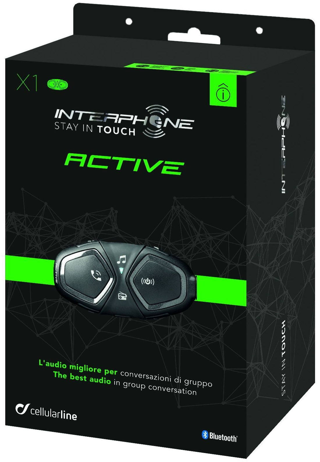 Bluetooth handsfree pro uzavřené a otevřené přilby CellularLine Interphone ACTIVE, Single Pack