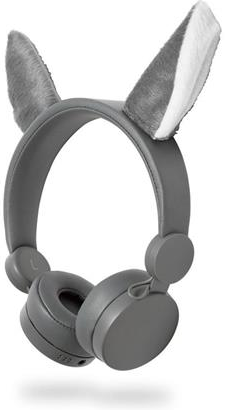 Dětská drátová sluchátka Nedis HPWD4000GY Willy Wolf šedá