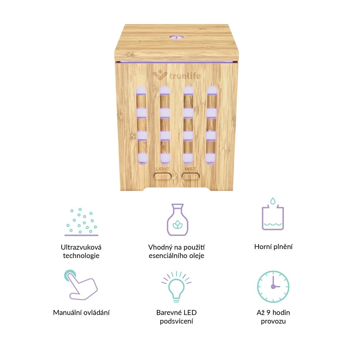 Aroma difuzér a zvlhčovač vzduchu TrueLife AIR Diffuser D7 Bamboo