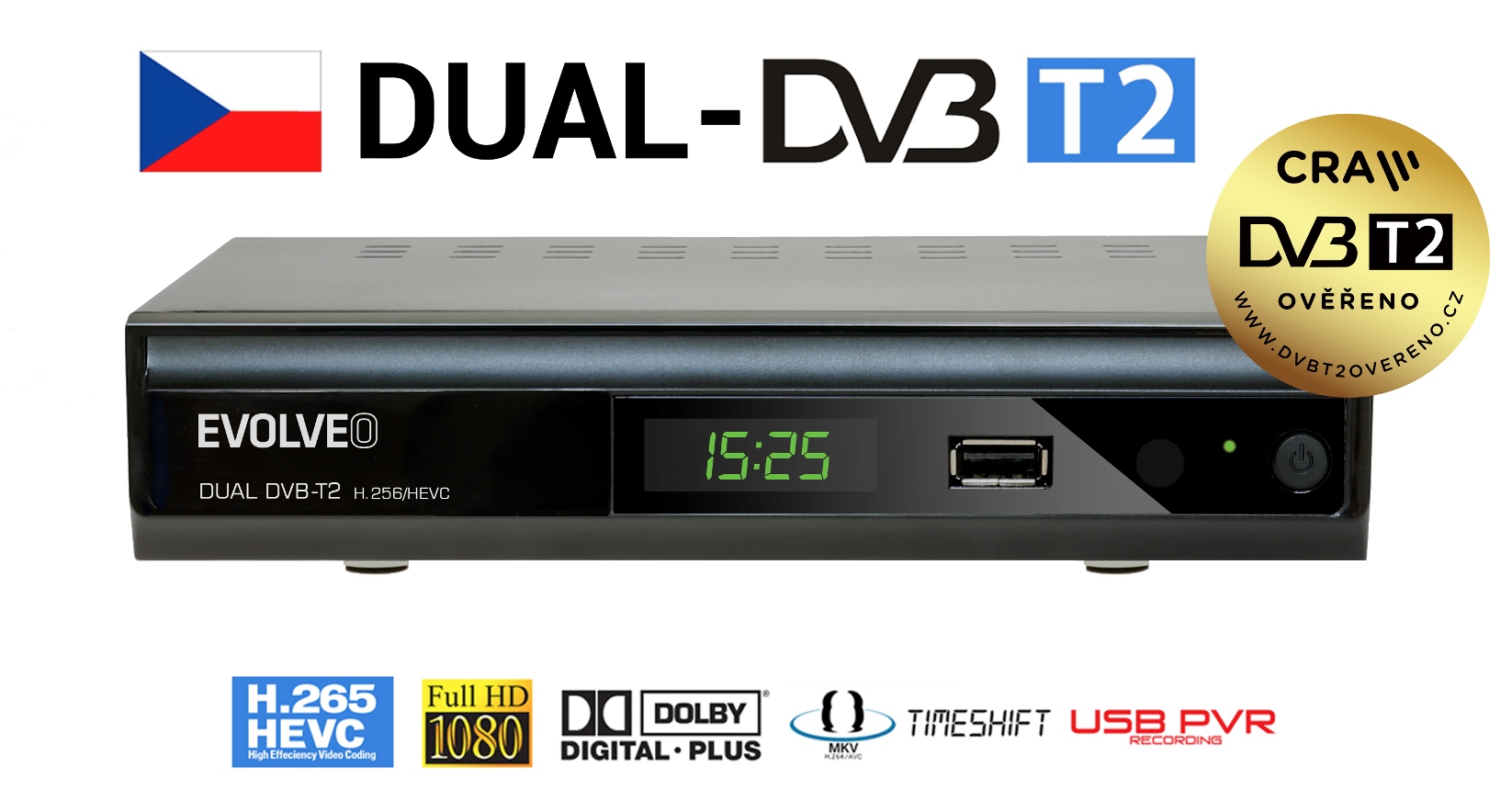 EVOLVEO Gamma T2 multimediální DVB-T2 rekordér