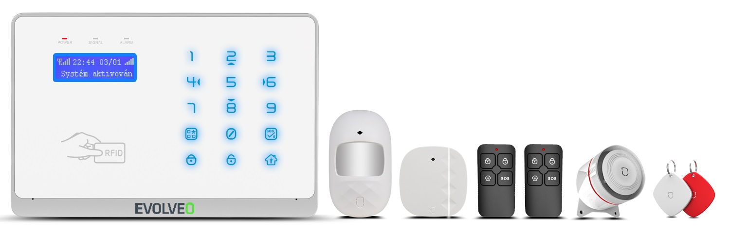 Evolveo Salvarix, bezdrátový WiFi&GSM alarm s čtečkou RFID