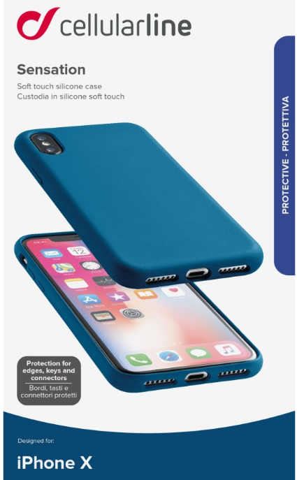 Silikonové pouzdro CellularLine Sensation pro Apple iPhone X modrý