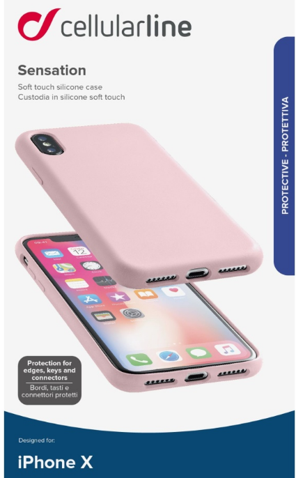 Silikonové pouzdro CellularLine Sensation pro Apple iPhone X starorůžový