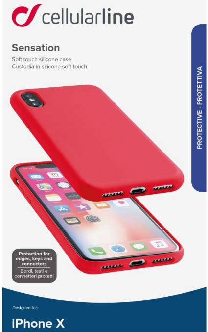 Silikonové pouzdro CellularLine Sensation pro Apple iPhone X červený