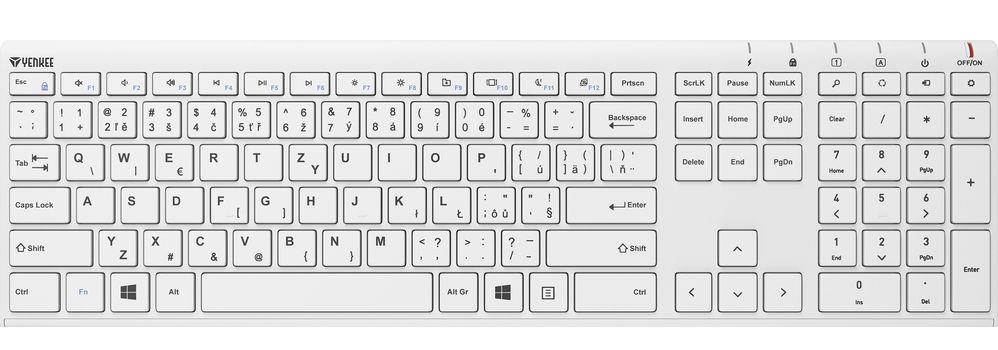 Bezdrátová klávesnice Yenkee Trim bílá