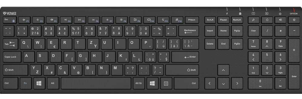 Bezdrátová klávesnice Yenkee Trim černá